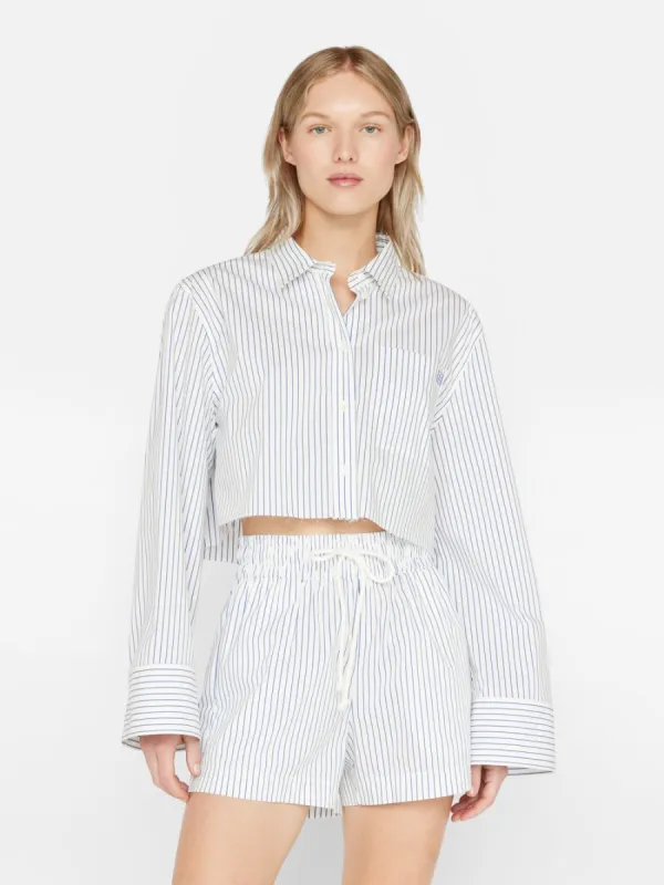 Cropped Wide Sleeve Shirt -- Cobalt Multi sold by Frame Denim