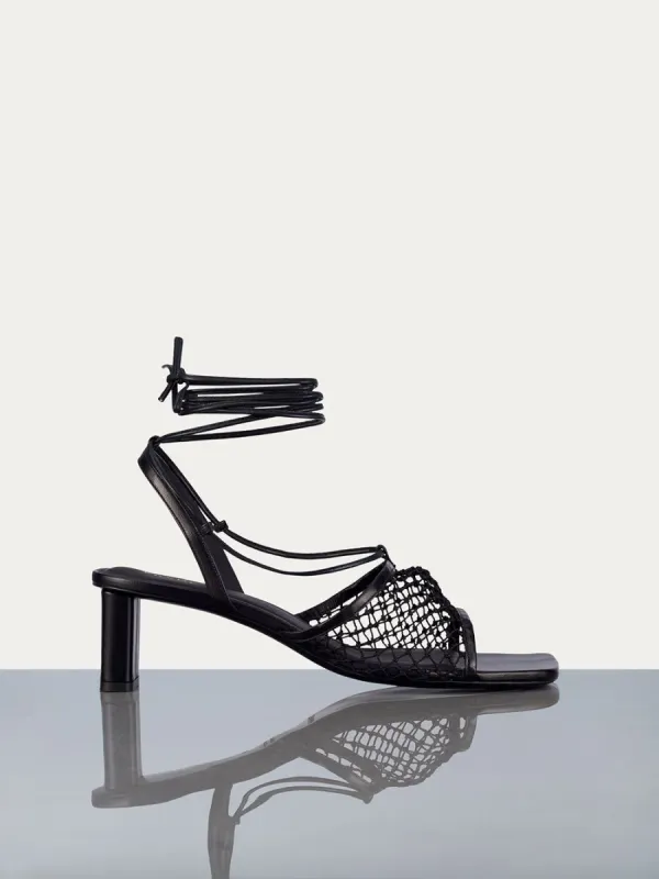 Le Adelaide Crochet Lace Up Heel -- Noir made by Frame Denim