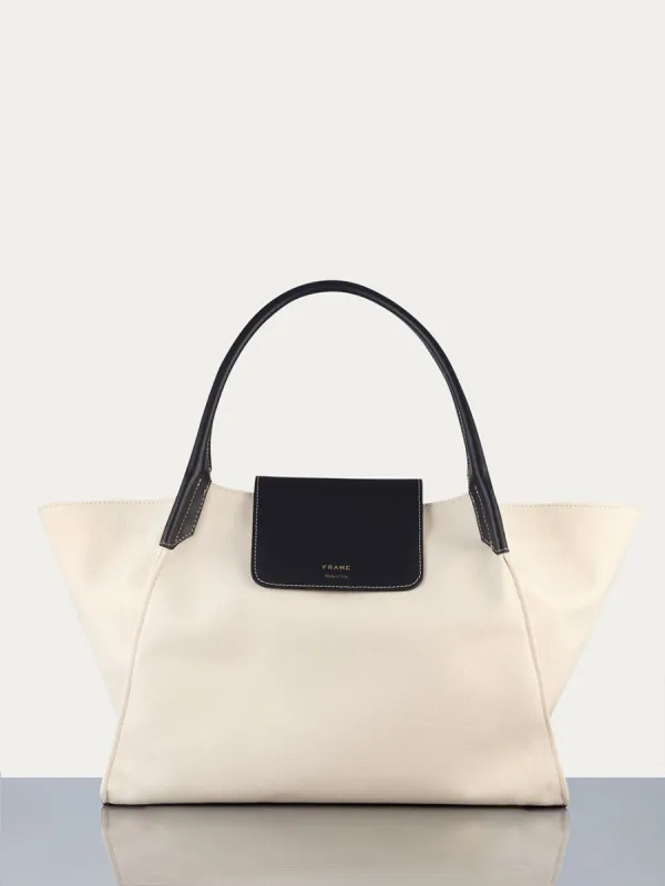 Le Canvas Trapeze Tote -- Canvas/Noir sold by Frame Denim