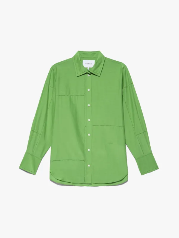 The Oversized Linear Lace Shirt -- Bright Peridot sold by Frame Denim
