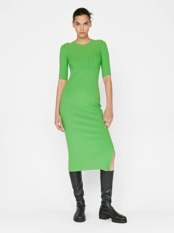 Mixed Rib Sweater Dress -- Bright Peridot made by Frame Denim