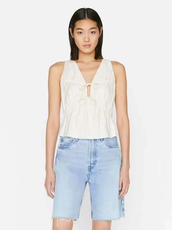 Cinched Crinkle Tank -- Off White made by Frame Denim