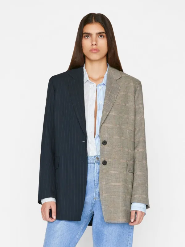 Le Mix Oversized Blazer -- Navy Multi made by Frame Denim