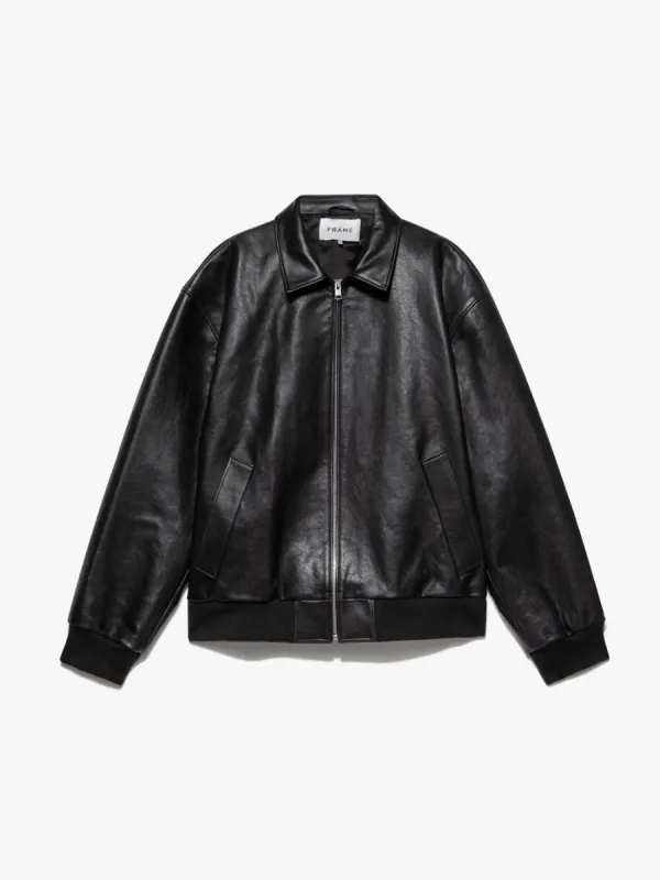 FRAME Logo Leather Blouson -- Noir sold by Frame Denim