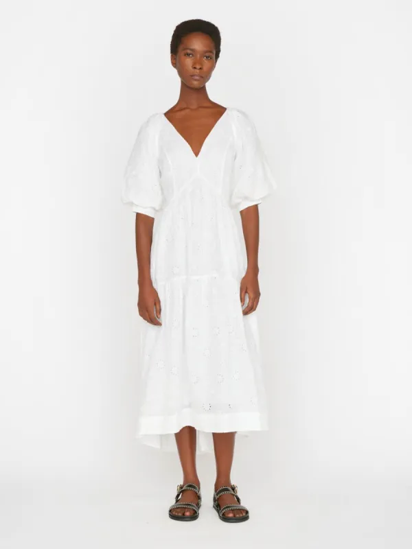 V-Neck Puff Sleeve Maxi Dress -- Blanc sold by Frame Denim
