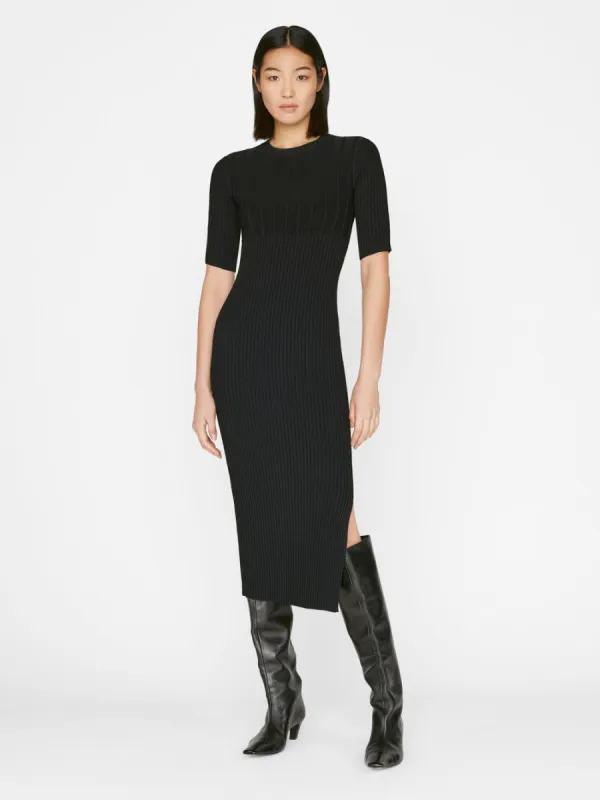 Mixed Rib Sweater Dress -- Noir made by Frame Denim