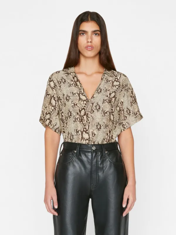 V-Neck Ladder Stitch Popover -- Butter Multi sold by Frame Denim