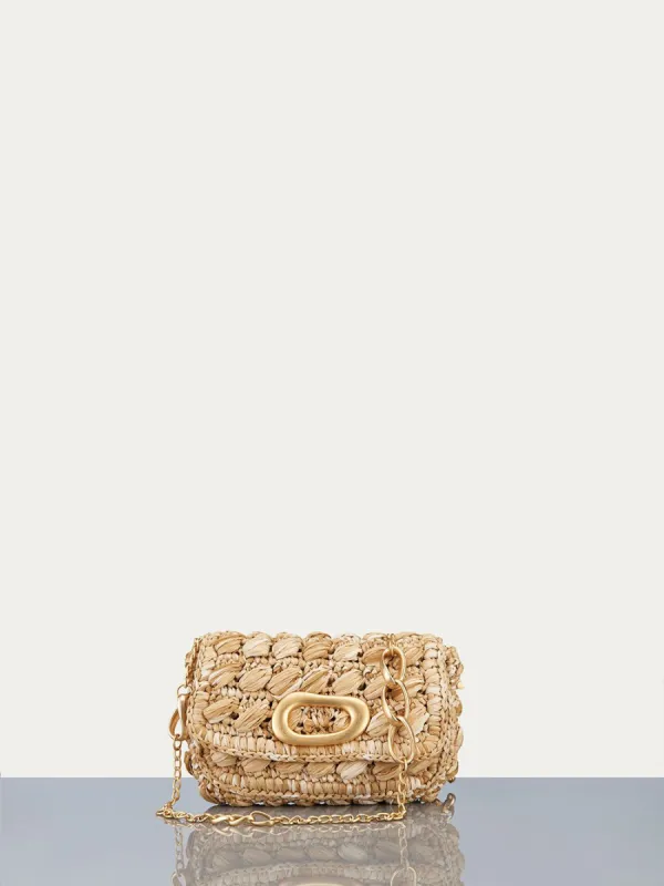 Le Straw Chain Bag -- Natural sold by Frame Denim