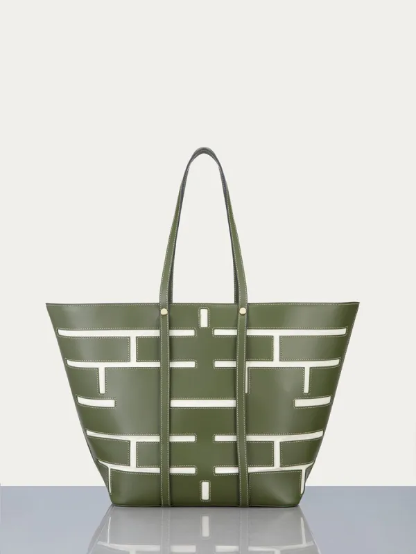 Plaque Cut Out Tote -- Fatigue sold by Frame Denim