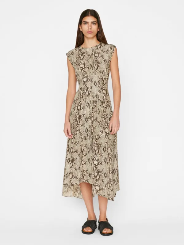 Gathered Seam Silk Dress -- Butter Multi made by Frame Denim