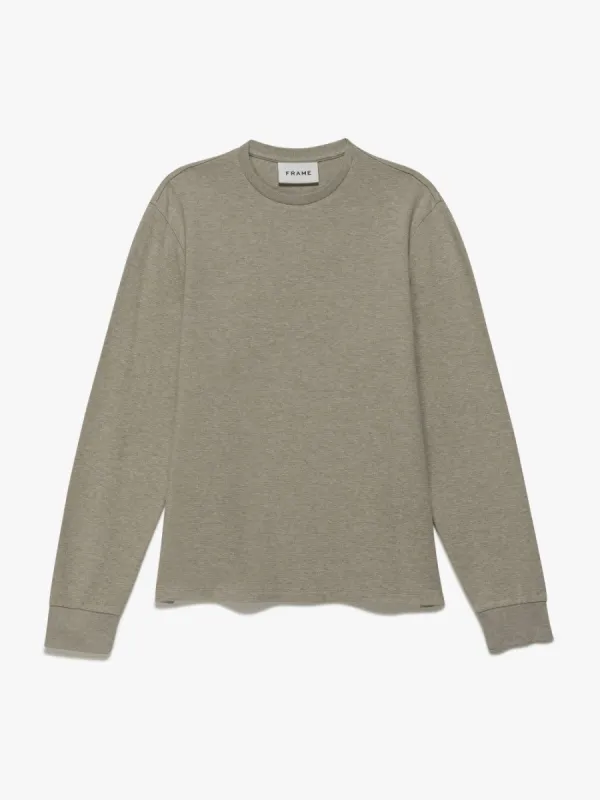 Duo Fold Long Sleeve Crew -- Heathered Sand Beige sold by Frame Denim