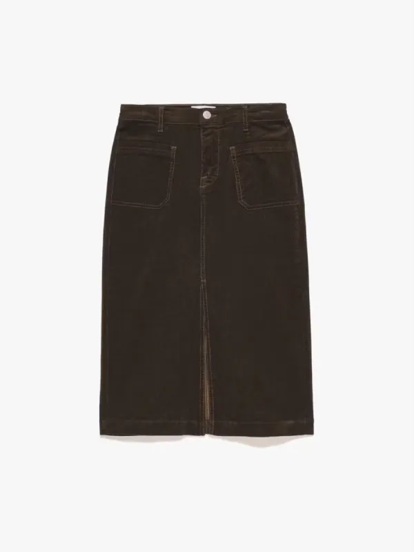 Le Bardot Midi Skirt -- Espresso sold by Frame Denim