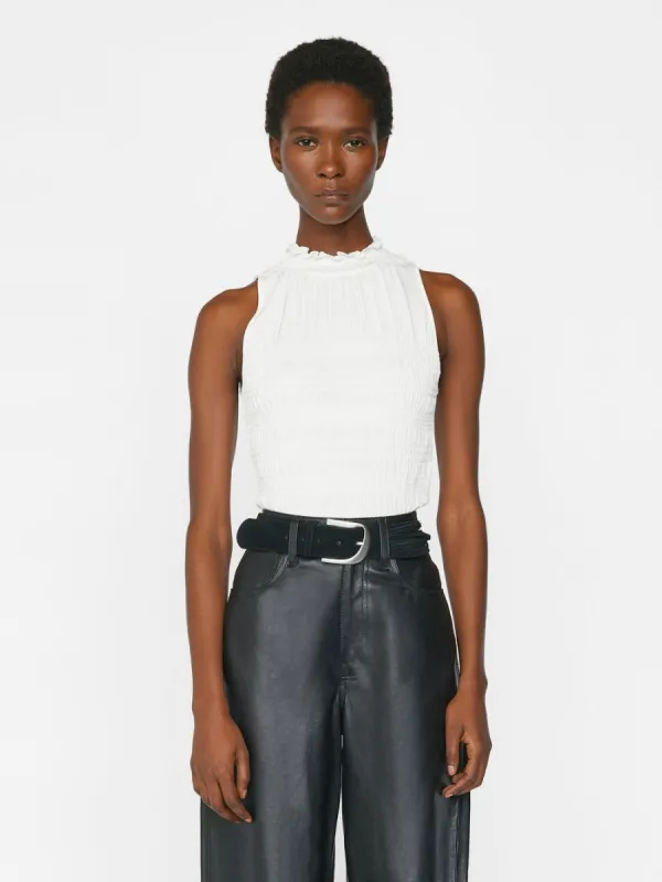 Smocked Knit Halter Top -- Bone made by Frame Denim
