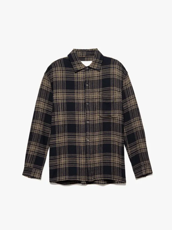 Relaxed Flannel Long Sleeve Shirt -- Tan Plaid made by Frame Denim