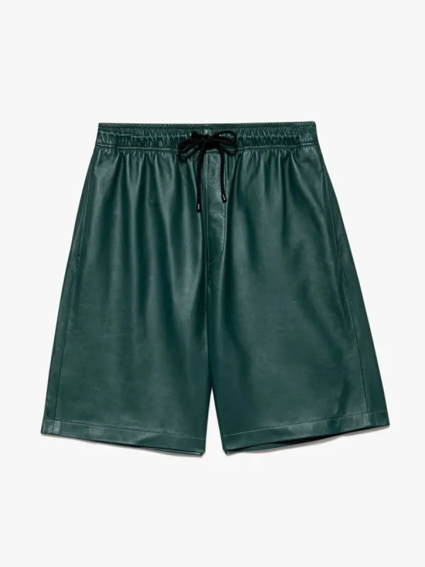 Leather Short -- Dark Green made by Frame Denim