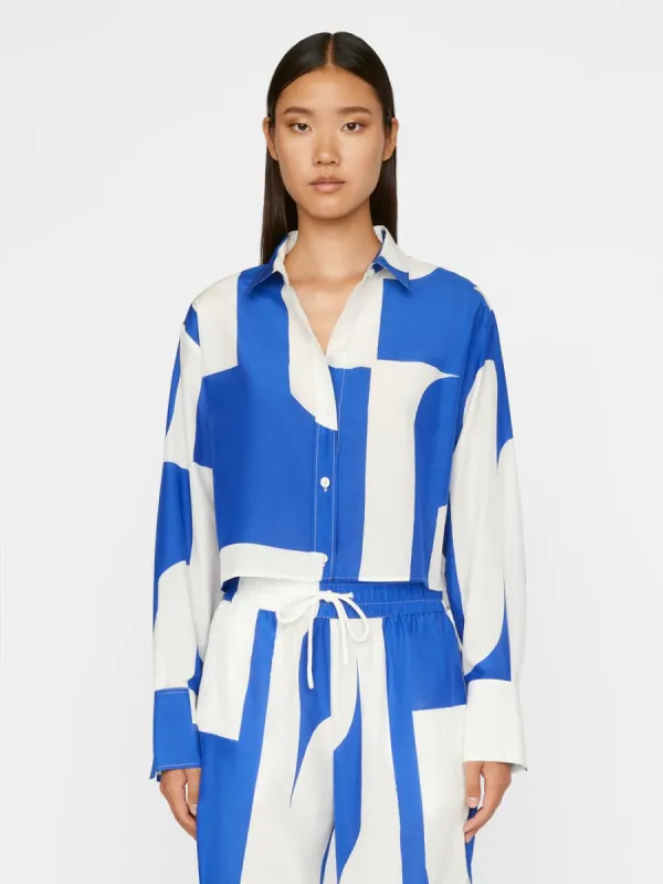 The Cropped Oversized Shirt -- Ultramarine Multi sold by Frame Denim