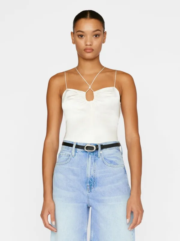 Delicate Tie Keyhole Tank -- Off White sold by Frame Denim