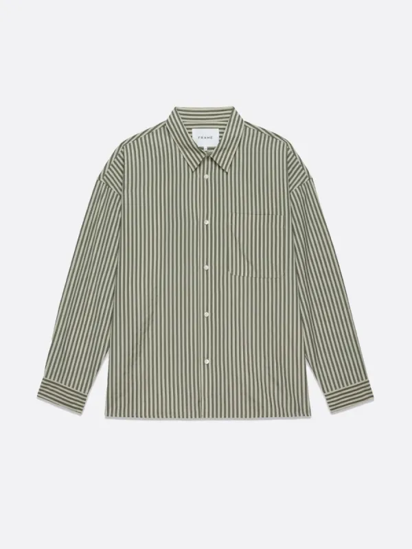 Relaxed Classic Shirt -- Dark Navy Stripe sold by Frame Denim