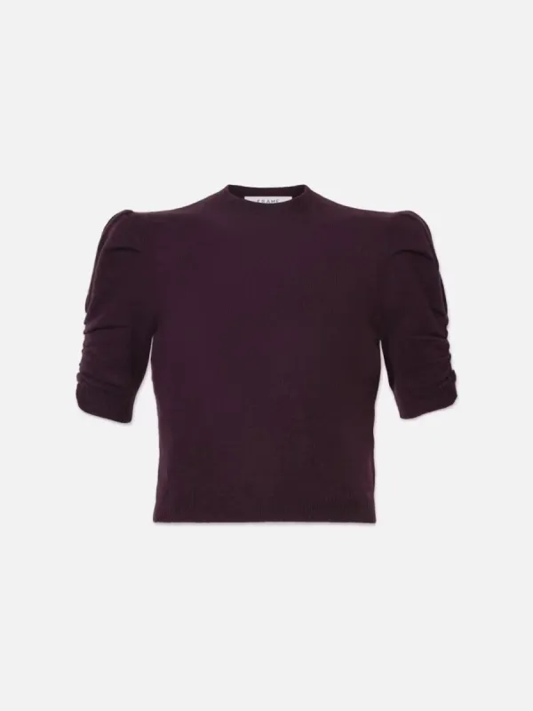 Ruched Sleeve Cashmere Sweater -- Plum sold by Frame Denim