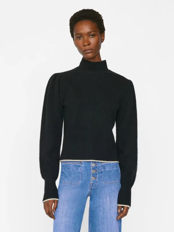 Tipped Cashmere Turtleneck -- Noir sold by Frame Denim