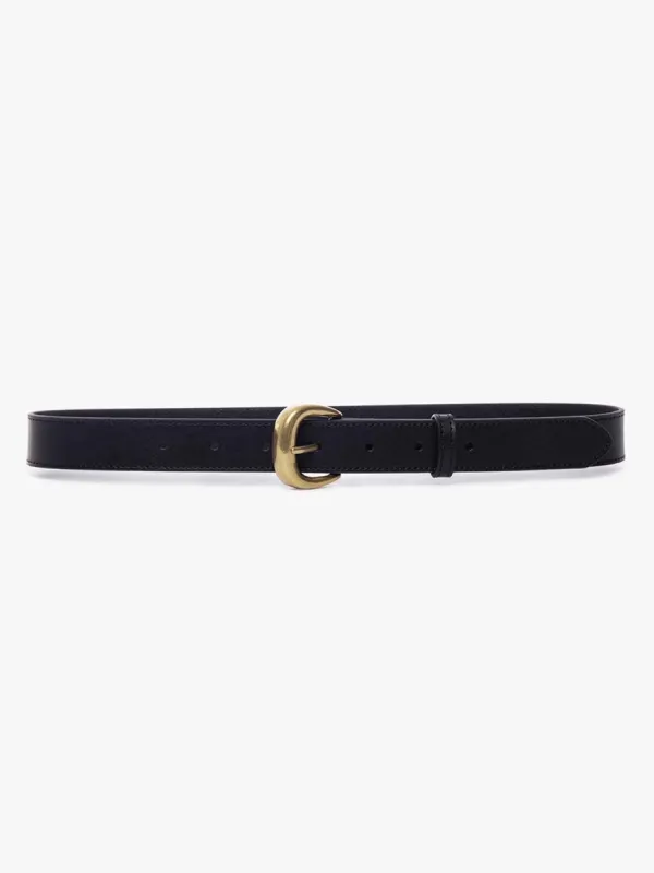 Timeless Buckle Belt -- Noir/Gold sold by Frame Denim