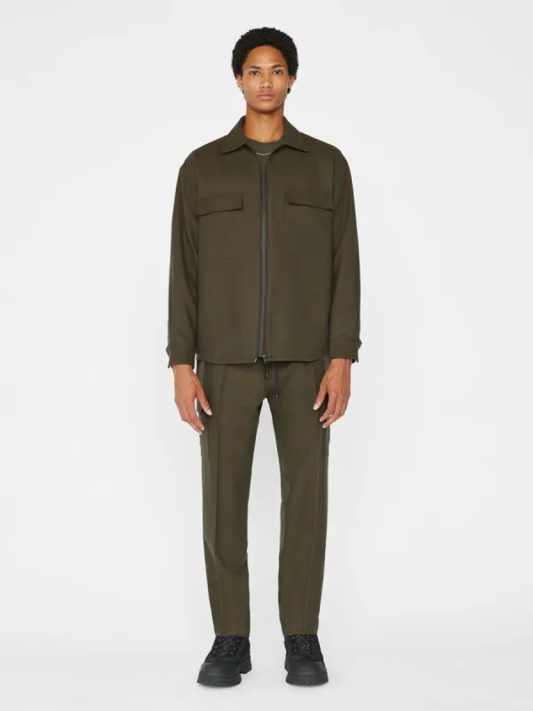 Modern Flannel Zip Shirt -- Olive Green made by Frame Denim