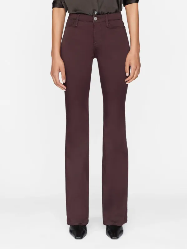 Le High Flare Sateen -- Burgundy sold by Frame Denim