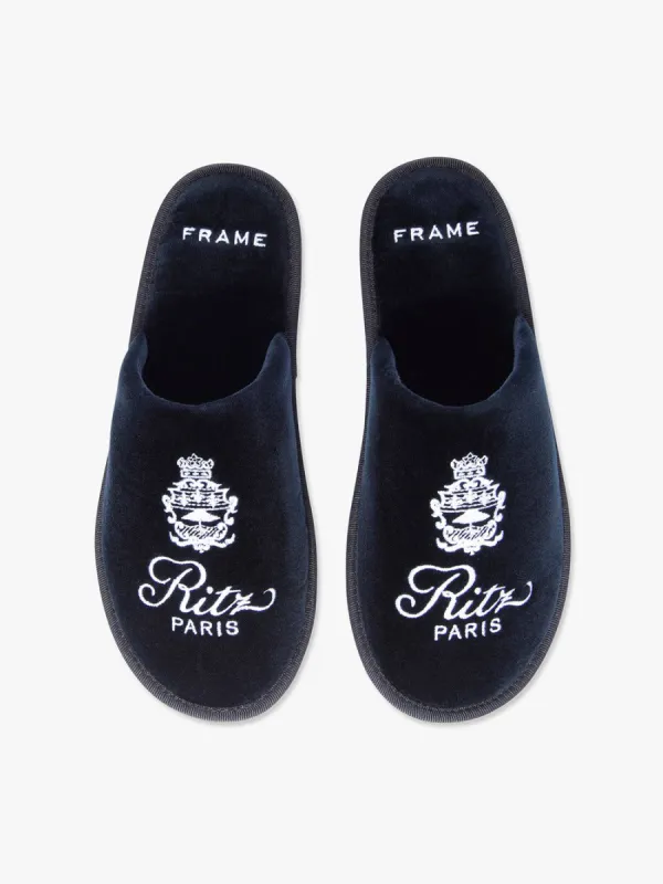 Ritz Unisex Velvet Slippers -- Navy made by Frame Denim