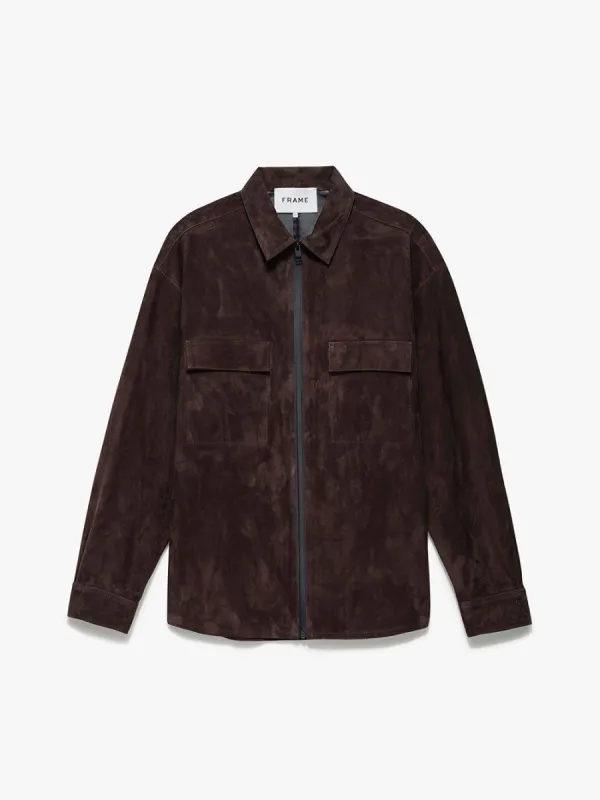 Long Sleeve Suede Shirt -- Dark Wood made by Frame Denim
