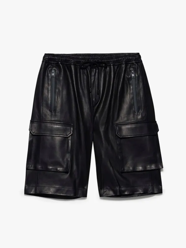 Cargo Leather Short -- Noir sold by Frame Denim