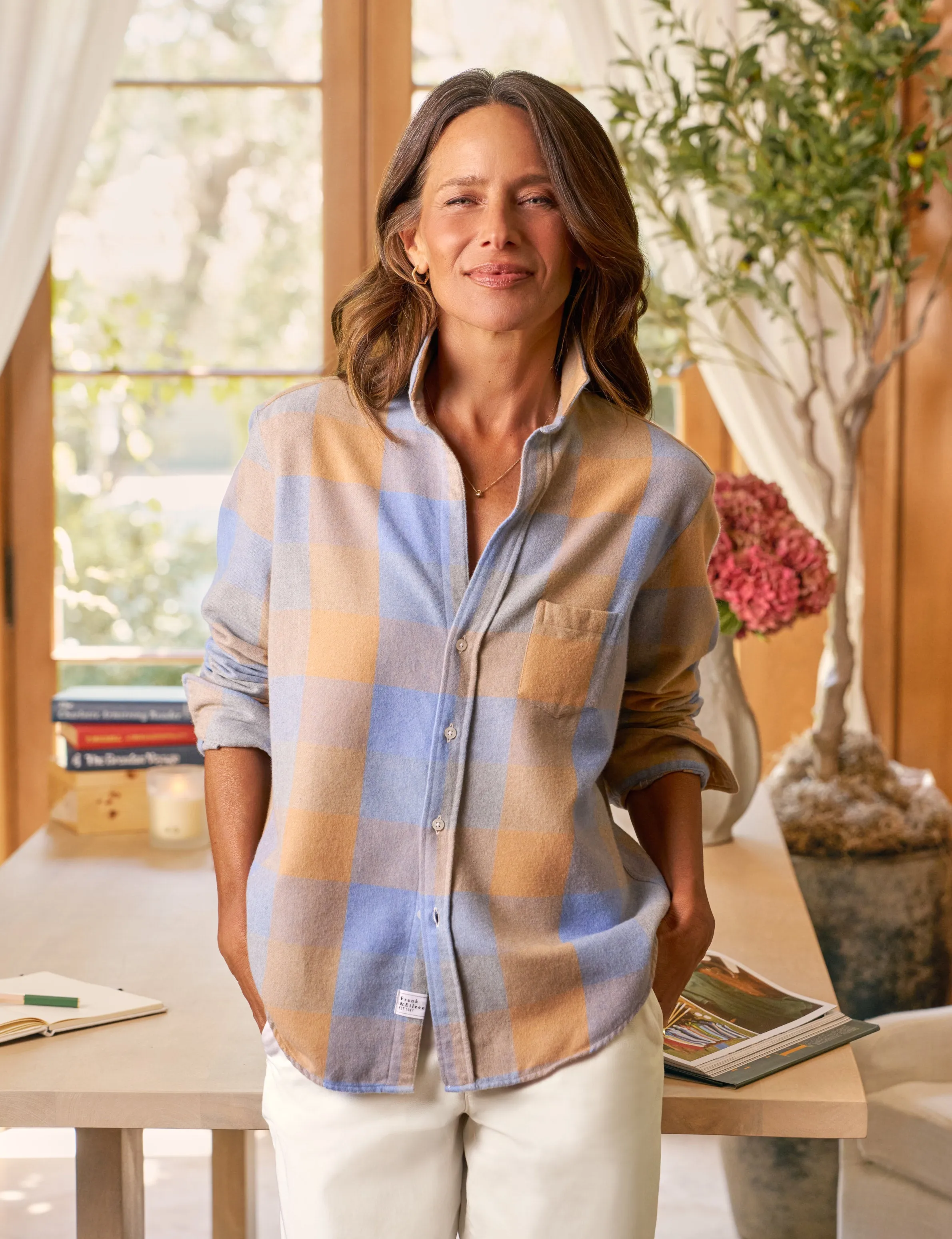 EILEEN Blue and Camel Check, Italian Flannel sold by Frank & Eileen product image thumbnail 4