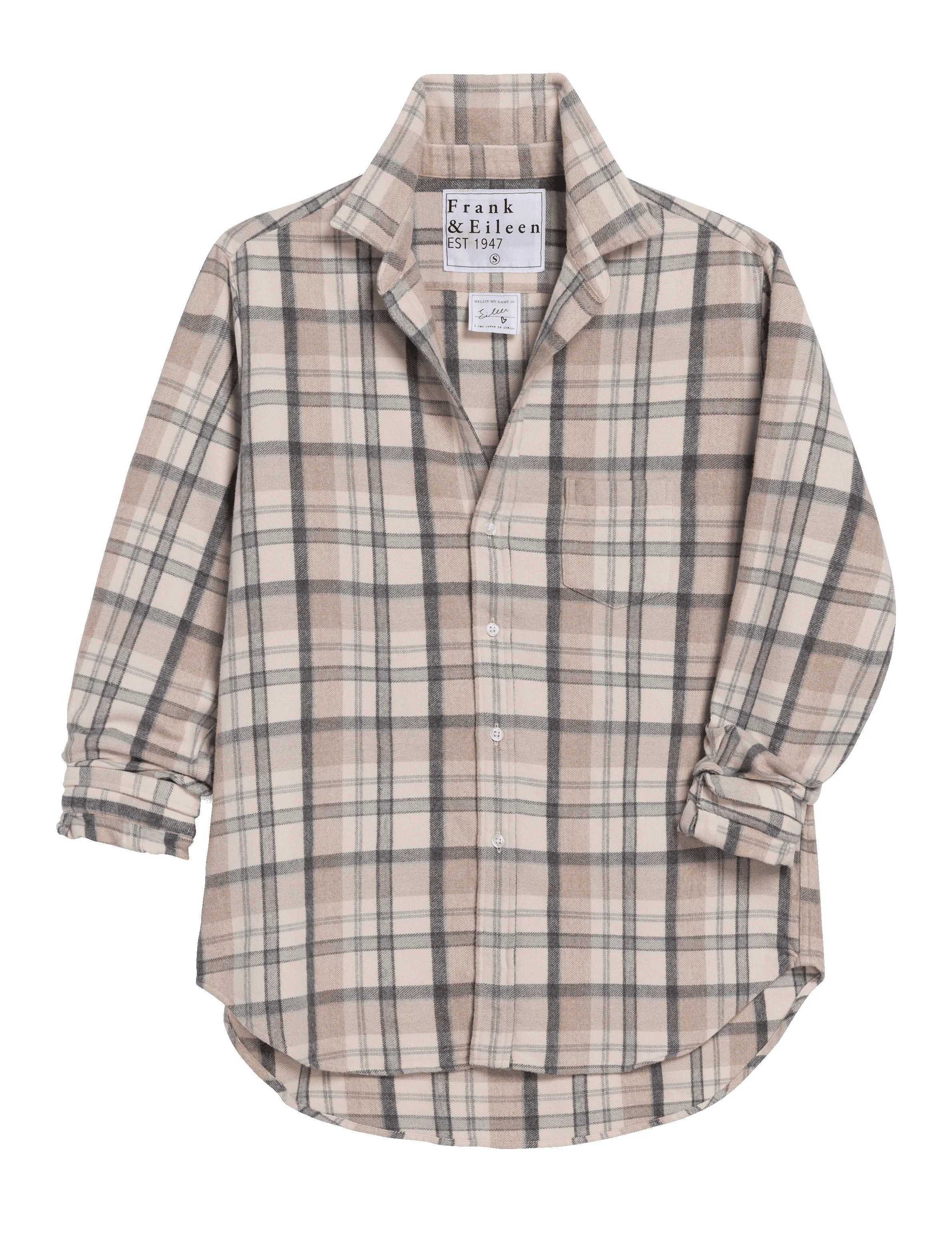 EILEEN Cream and Sand with Gray Plaid, Italian Flannel sold by Frank & Eileen product image thumbnail 5