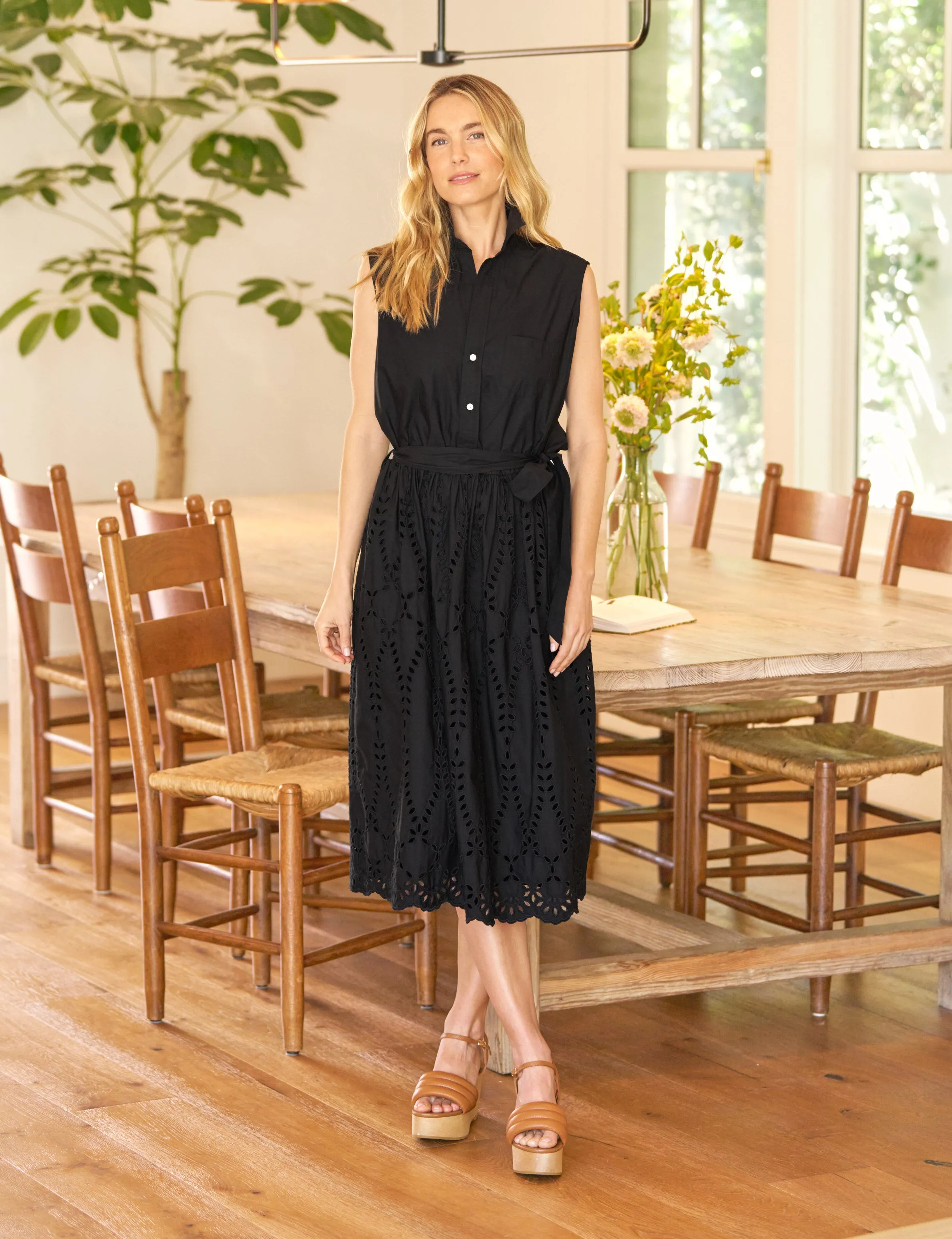 GRACE SLEEVELESS DRESS Black, Eyelet Cotton sold by Frank & Eileen product image thumbnail 5