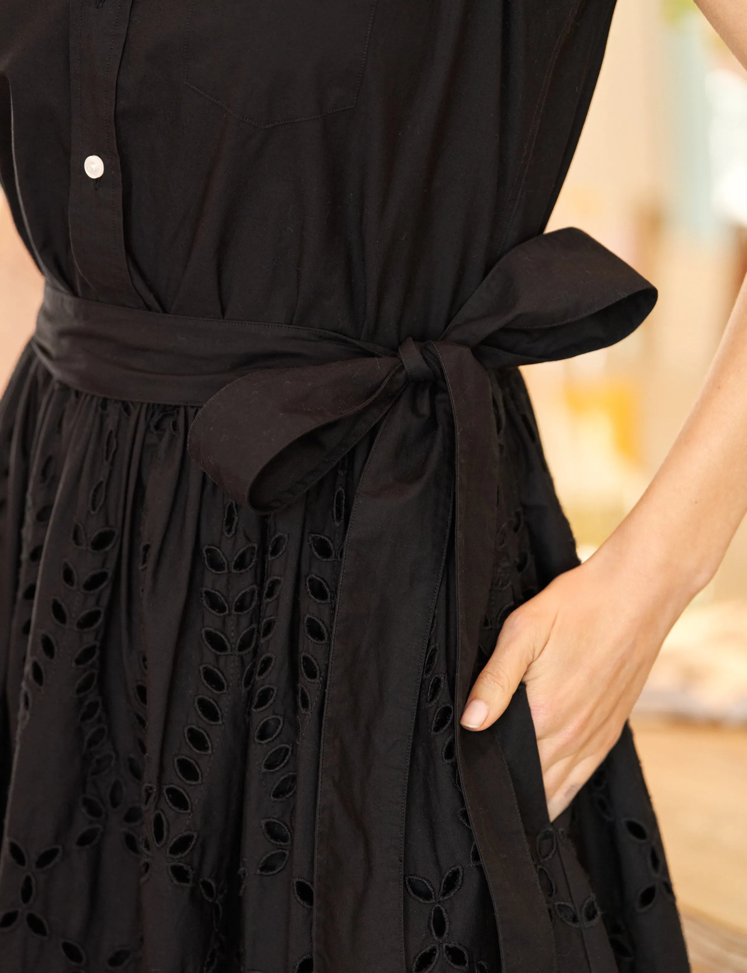 GRACE SLEEVELESS DRESS Black, Eyelet Cotton sold by Frank & Eileen product image thumbnail 4