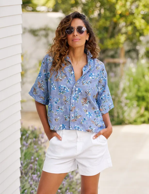 ROSIE Blue Floral, Italian Classic Linen sold by Frank & Eileen