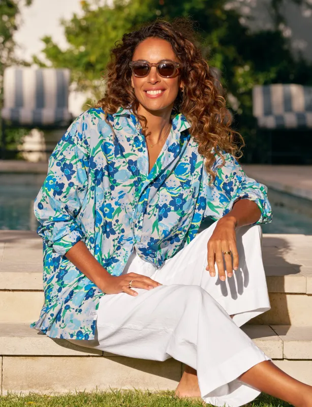 SHIRLEY Multi Blue and White Floral, Made with Liberty Fabric sold by Frank & Eileen