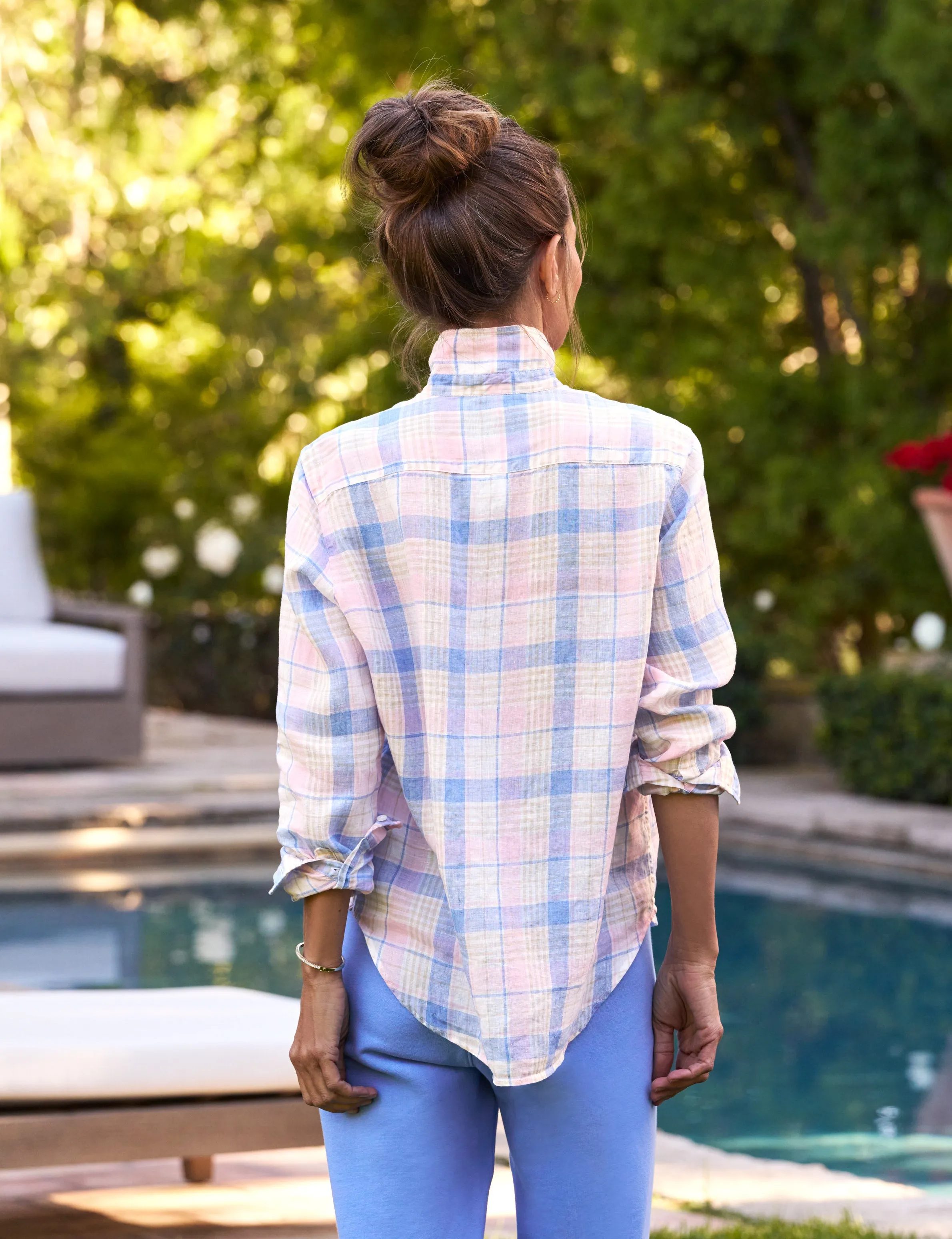 EILEEN Pink and Sand Blue Plaid, Italian Classic Linen sold by Frank & Eileen product image thumbnail 2