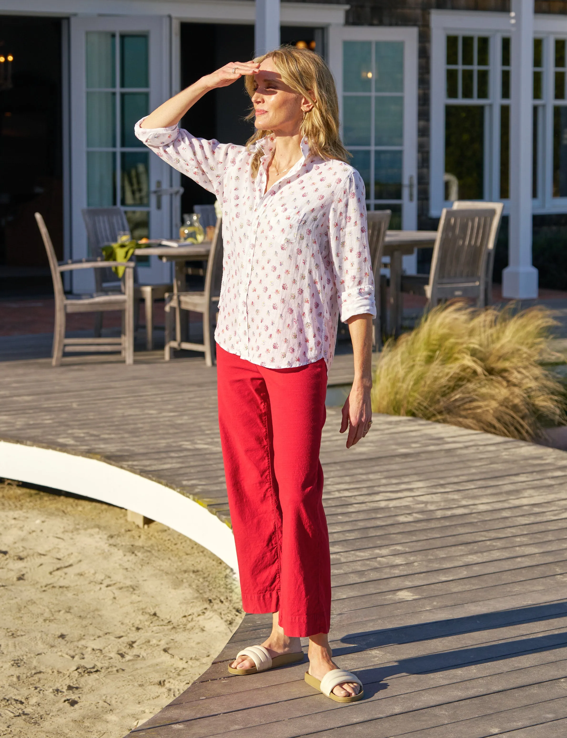 EILEEN Red and Blue Flower, Italian Classic Linen sold by Frank & Eileen product image thumbnail 5