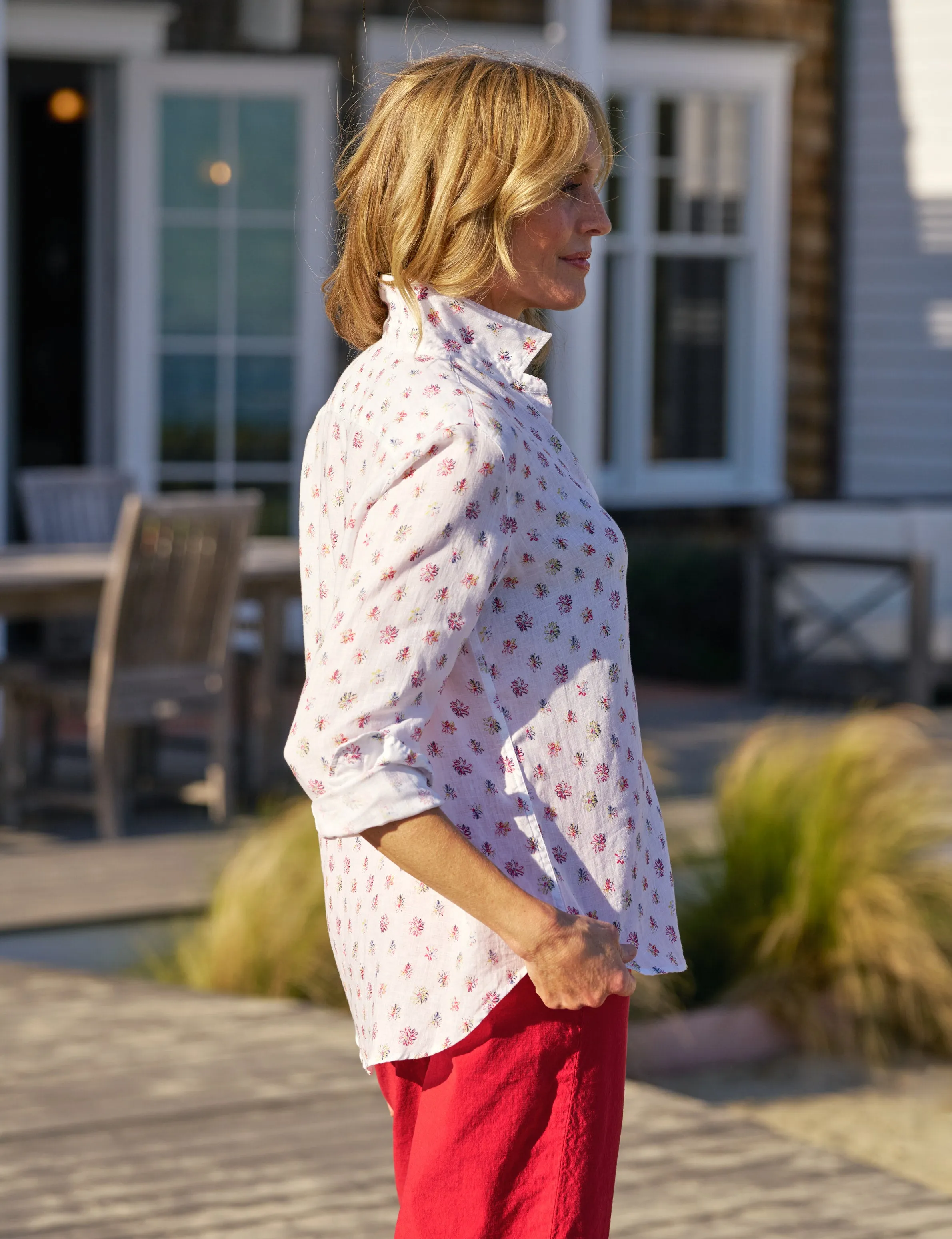 EILEEN Red and Blue Flower, Italian Classic Linen sold by Frank & Eileen product image thumbnail 2