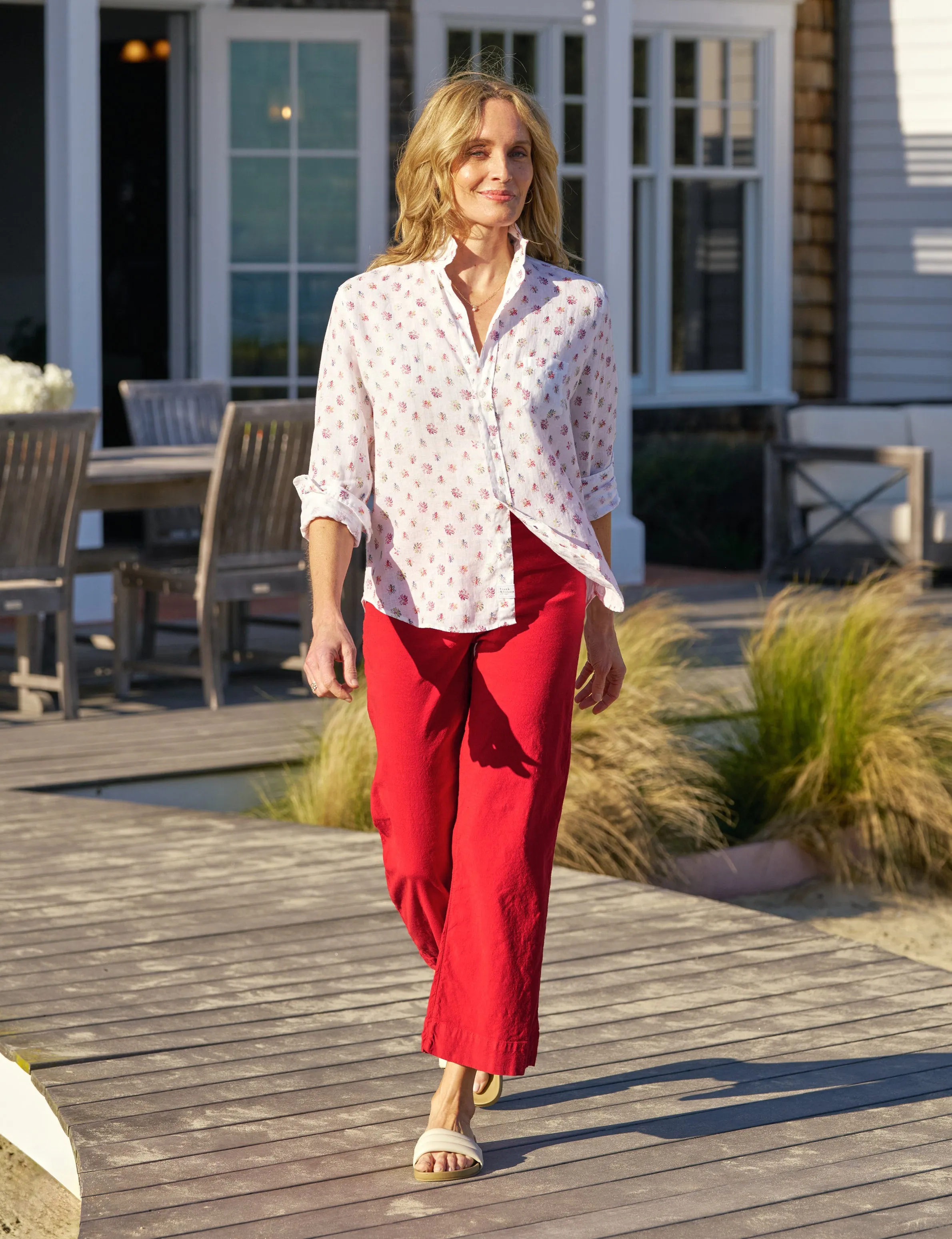 EILEEN Red and Blue Flower, Italian Classic Linen sold by Frank & Eileen product image thumbnail 4