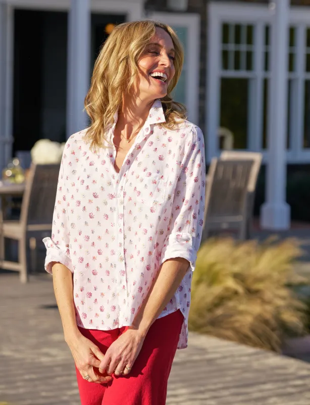 EILEEN Red and Blue Flower, Italian Classic Linen sold by Frank & Eileen