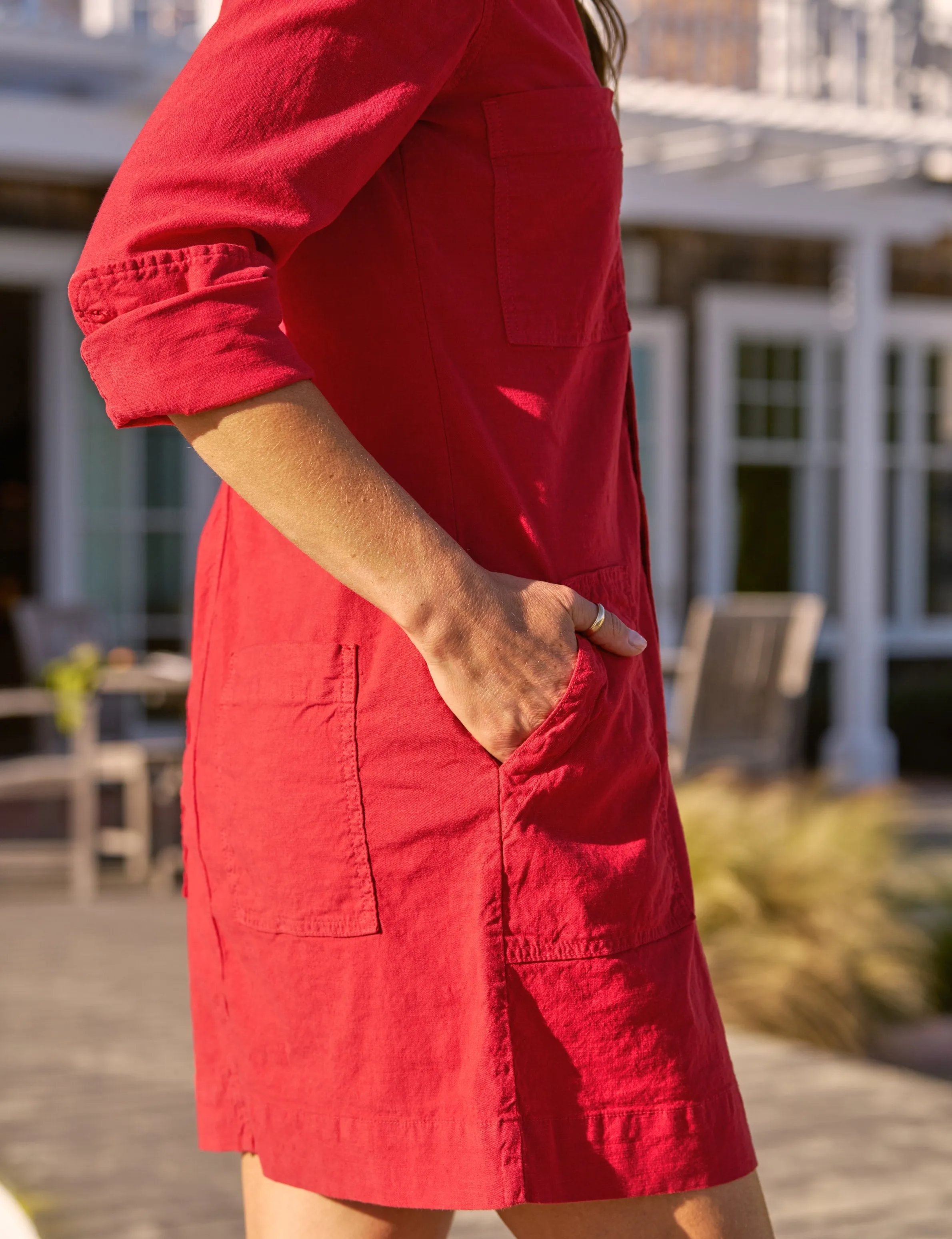 IRELAND DRESS Double Decker Red, Italian Performance Linen sold by Frank & Eileen product image thumbnail 3