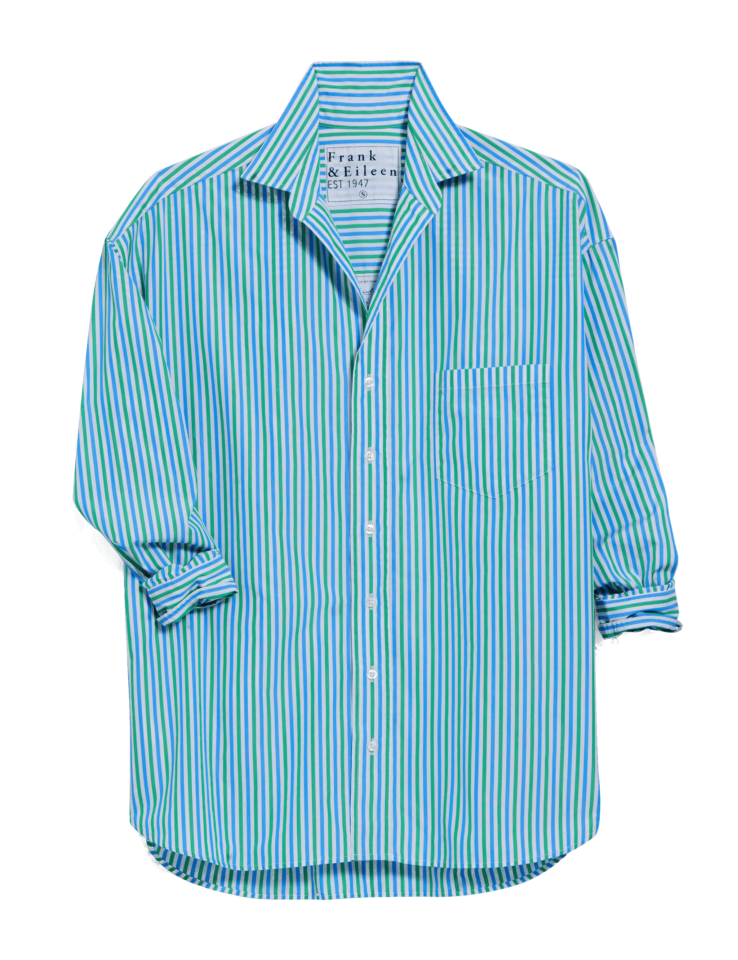 SHIRLEY Blue and Turquoise Stripe, Italian Cotton sold by Frank & Eileen