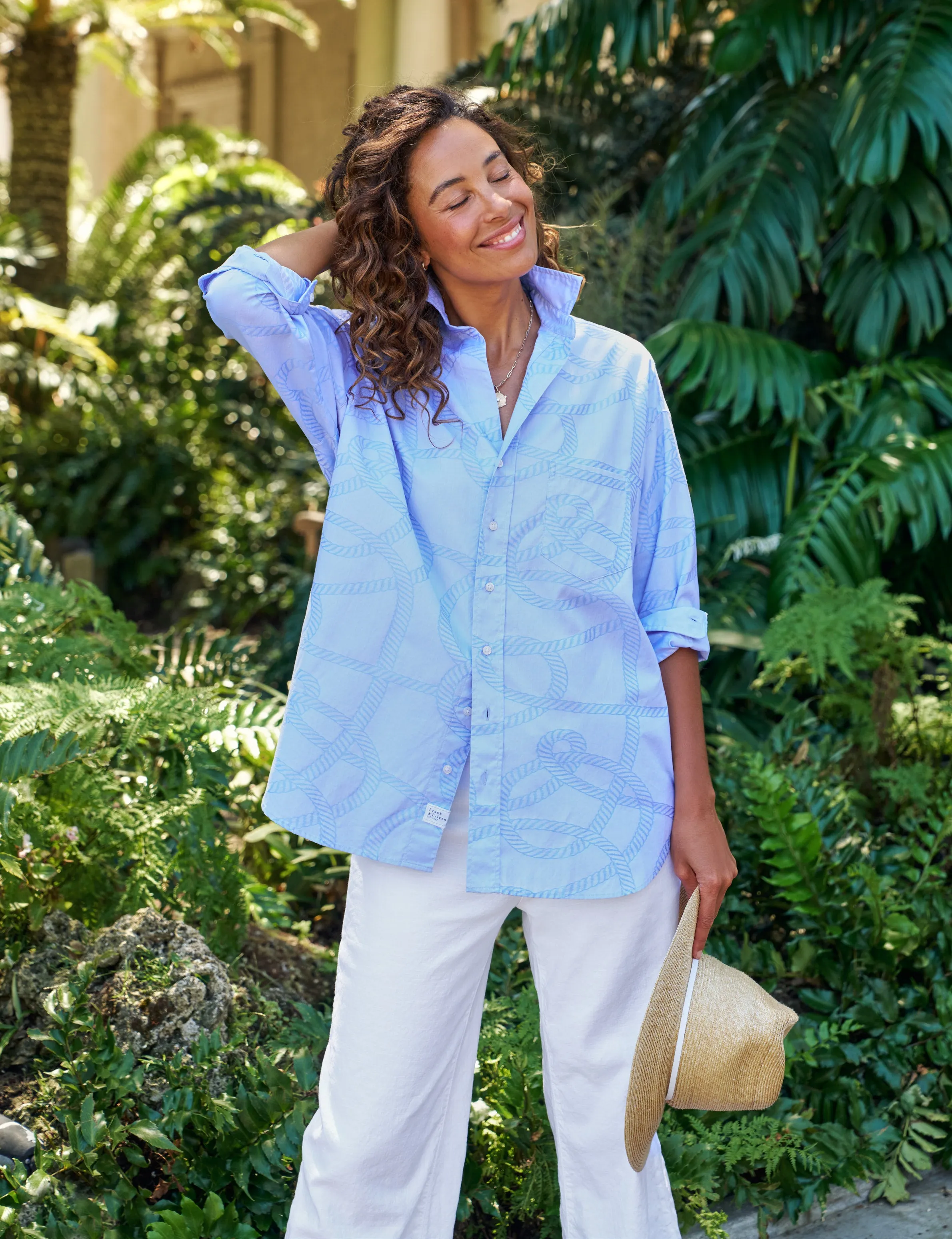 SHIRLEY Blue Nautical Rope Print, Italian Cotton sold by Frank & Eileen