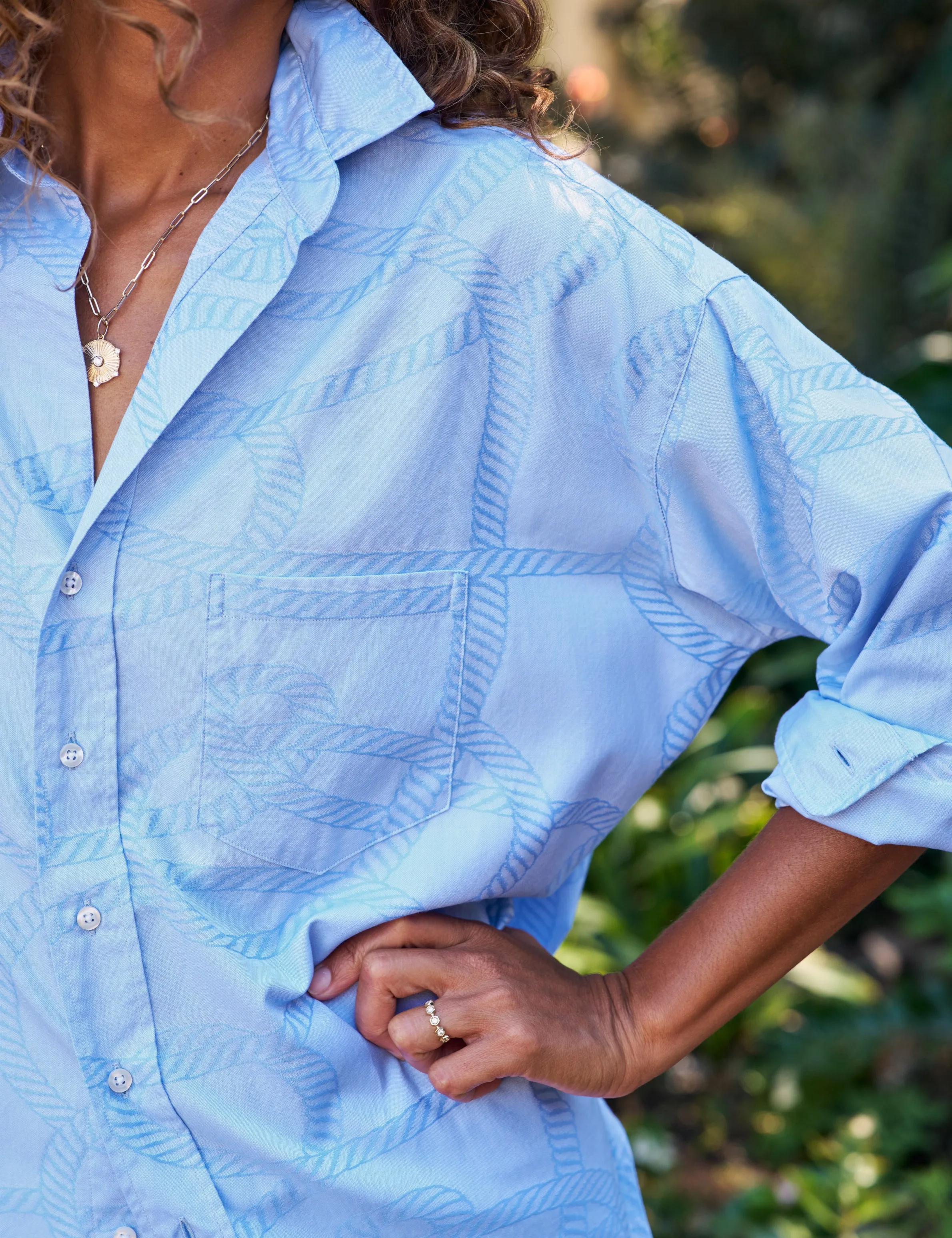 SHIRLEY Blue Nautical Rope Print, Italian Cotton sold by Frank & Eileen product image thumbnail 2