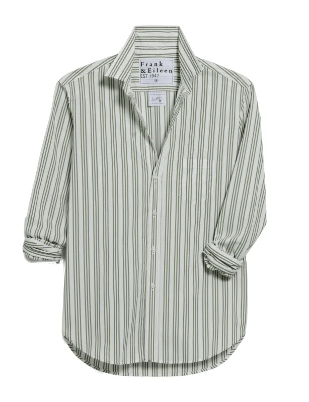 EILEEN Army Green and Beige Stripe, Italian Cotton sold by Frank & Eileen