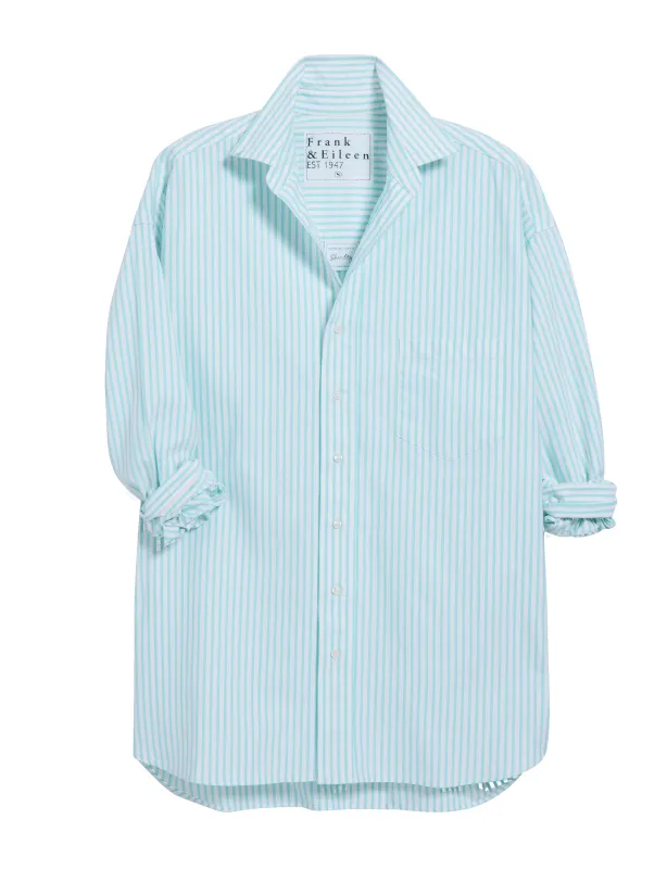 SHIRLEY Seafoam Stripe, Italian Brushed Oxford sold by Frank & Eileen