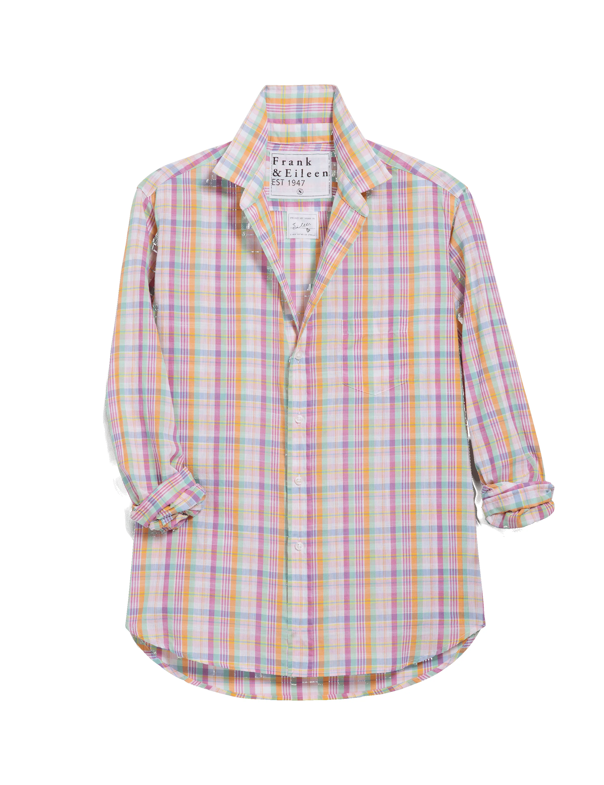 EILEEN Green and Orange Plaid, Casual Cotton sold by Frank & Eileen