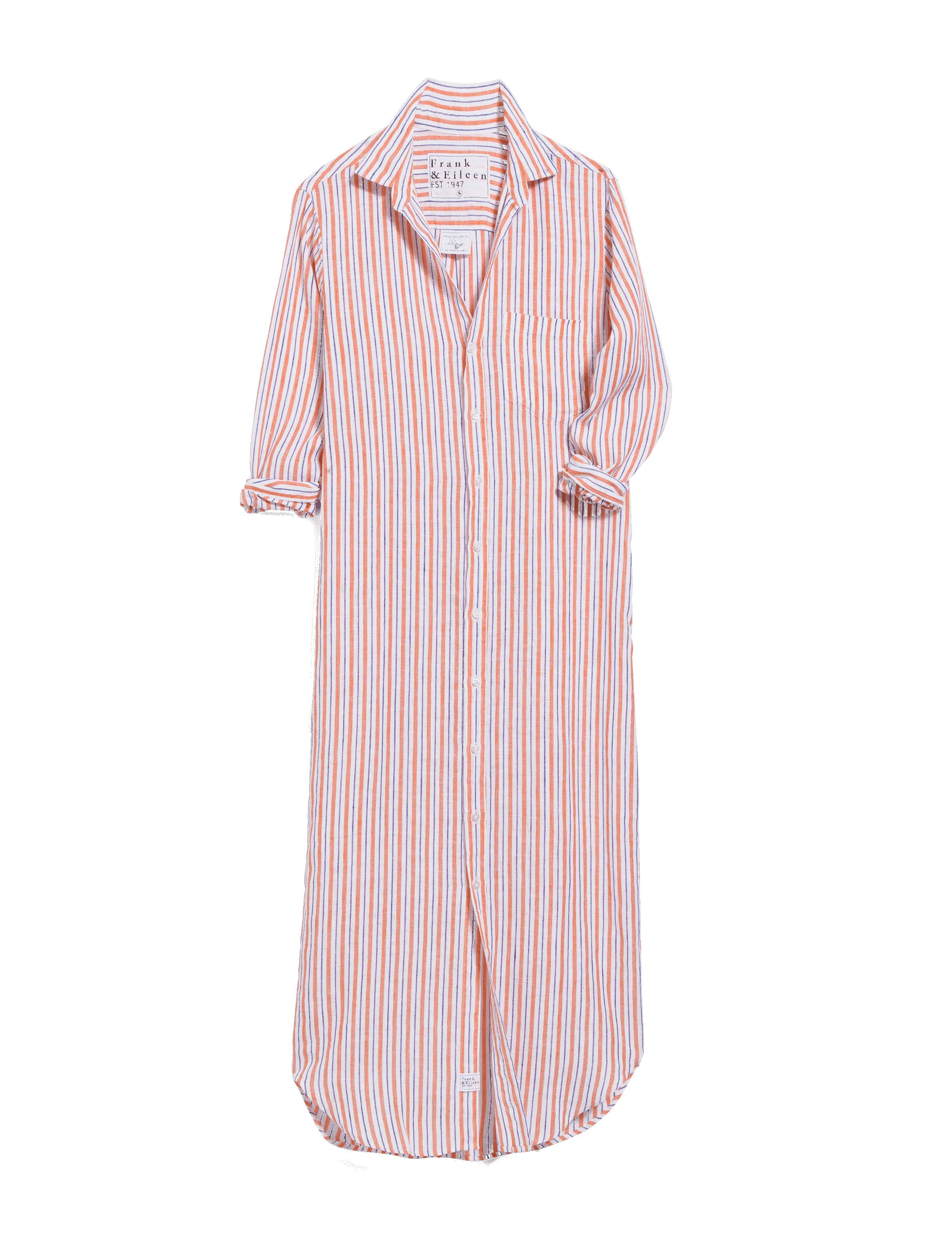 RORY Orange and Purple Stripe, Italian Classic Linen sold by Frank & Eileen