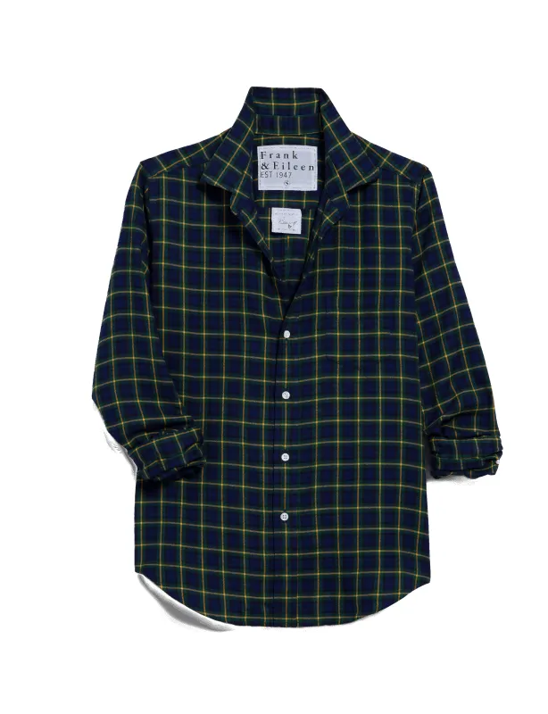BARRY Navy and Green with Yellow Tartan, Italian Flannel sold by Frank & Eileen